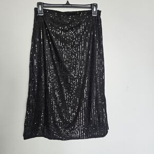 NWT Available Elegant Black Sequin Midi Skirt Medium Small